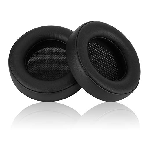 Jecobb Replacement Ear Pads Cushion Cover with Protein Leather & Memory Foam for Corsair Virtuoso RGB Wireless SE Gaming Headset ONLY – Round (Black)