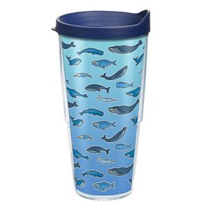 tervis made in usa double walled whale tail insulated tumbler cup keeps drinks cold & hot, 24oz, clear