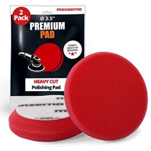 menzerna 3.5 inch 2x premium polishing pads heavy cut for scratch repair i body repair and detailing pads with safety edge & velcro attachment i washable & long lasting
