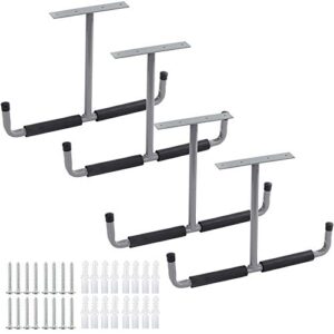 home right overhead garage storage rack, 16.5 inch heavy duty ceiling double storage hooks utility hanger for hanging lumber ladder tool bike & other bulky items (4 pack, grey)