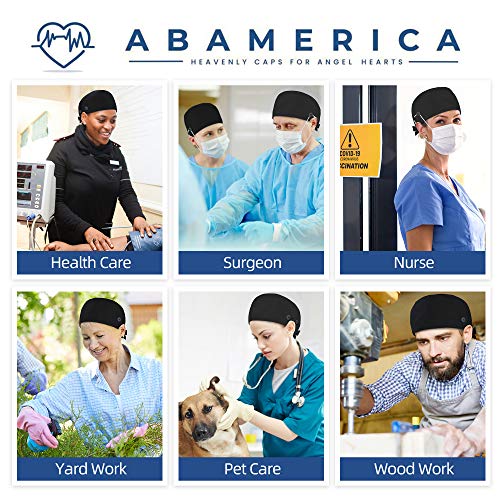 ABAMERICA Working Caps with Button and Sweatband, Adjustable Working Hats for Women Men, One Size(Tie Back or Toggle)