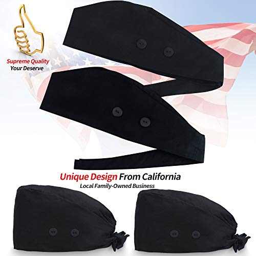 ABAMERICA Working Caps with Button and Sweatband, Adjustable Working Hats for Women Men, One Size(Tie Back or Toggle)