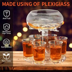 Adjustable Shot Glass Dispenser and Holder Made of Food Grade Plexiglass, Shot Dispenser with 6 Drinking Glasses for Kinds of Parties (Clear)