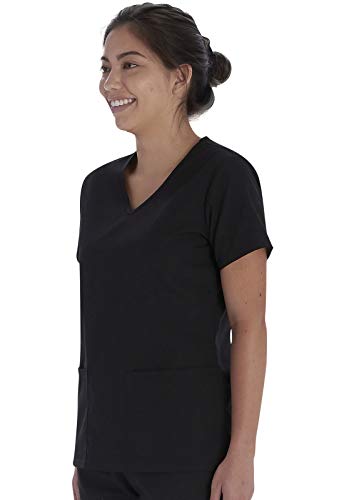 Vital Threads Womens Scrubs Set V-Neck Top & Drawstring Pant, VT512C, L, Black