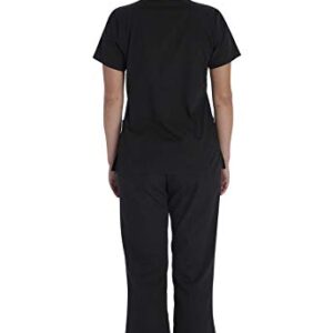 Vital Threads Womens Scrubs Set V-Neck Top & Drawstring Pant, VT512C, L, Black