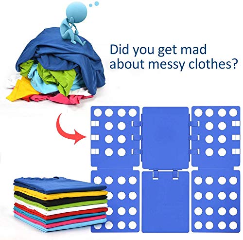 T shirt Clothes Folder Shirt Folding Board Laundry Organizer Easy and Fast for Kid and Adult(Blue&Black)