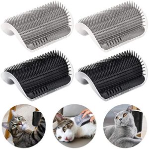 cat self groomer arch 4pcs self cleaning slicker brush upgraded cat brushes wall corner for shedding grooming, softer massager comb interactive toy for short long haired cats fur pets dog kitten puppy