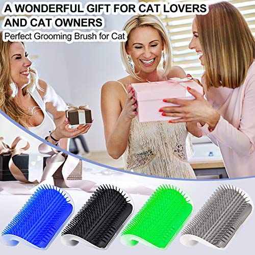 Cat Self Groomer Arch 4PCS Self Cleaning Slicker Brush Upgraded Cat Brushes Wall Corner for Shedding Grooming, Softer Massager Comb Interactive Toy for Short Long Haired Cats Fur Pets Dog Kitten Puppy