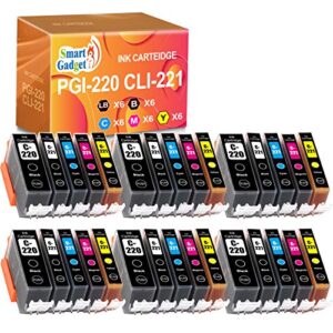 [30 pack] smart gadget compatible ink cartridge replacement for canon pgi-220 pgi220 cli-221 cli221 | use with pixma mx870 mx860 mp560 printers | 6 large black 6 small black 6 cyan 6 magenta 6 yellow