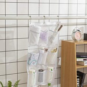 ALYER 9 Pockets Big Mesh Shower Caddy Hanging Bathroom Storage Organizer with 3 Rings (White)