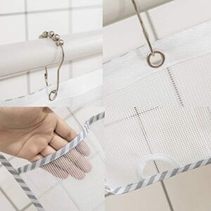 ALYER 9 Pockets Big Mesh Shower Caddy Hanging Bathroom Storage Organizer with 3 Rings (White)