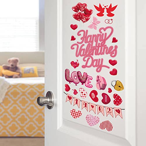 DmHirmg Valentine's Day Window Clings Decorations, Valentines Window Decal Stickers for Valentine's Day Decorations With Removable Window Sticker Decals for Home,Office,Valentines Party, Wedding, Anniversary Decorations 9 Sheet