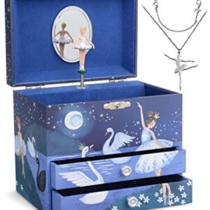 Jewelkeeper Ballerina Music Box & Little Girls Jewelry Set - 3 Ballerina Gifts for Girls - Ballerina Jewelry Box for Girls Musical