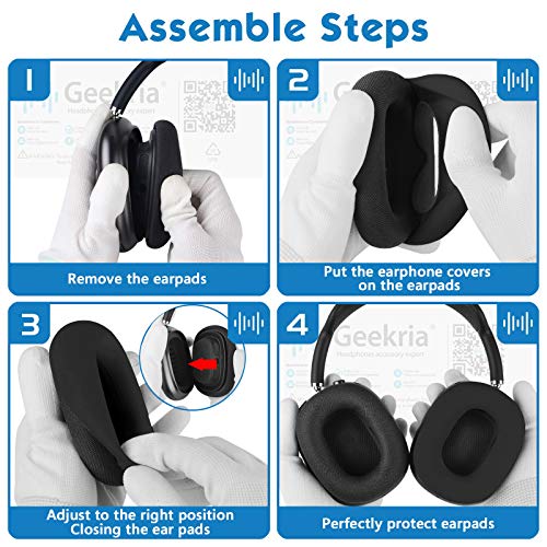 Geekria Silicone Earpad Covers Compatible with AirPod Max, Earpad Protector/Earphone Covers/Earpad Cushion/Ear Pad Covers/Headphone Covers, Easy Installation No Tool Needed (Black)