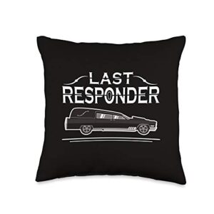 graveyard gossip mortician hearse last responder mortuary hearse driver throw pillow, 16x16, multicolor