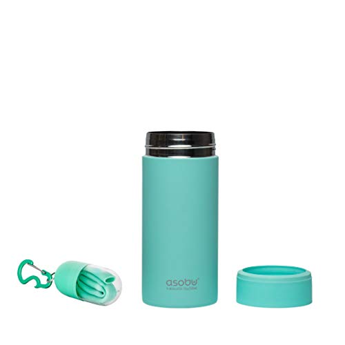 Asobu Skinny Can Cooler Insulated Stainless Steel Sleeve for a Slim 12 Ounce Can with a Reusable Flexible Straw (Mint Green)