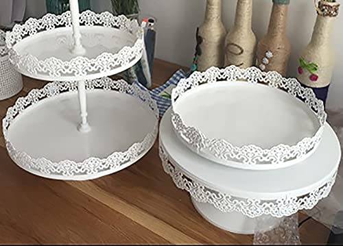 TOPZEA Set of 4 Cake Stands, White Metal Cupcake Holder Tray Dessert Buffet Treat Table Stands Platter Set Tiered Serving Tower Cake Pop Fruit Display Plates for Wedding, Party, Birthday, Anniversary