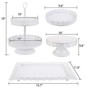 TOPZEA Set of 4 Cake Stands, White Metal Cupcake Holder Tray Dessert Buffet Treat Table Stands Platter Set Tiered Serving Tower Cake Pop Fruit Display Plates for Wedding, Party, Birthday, Anniversary