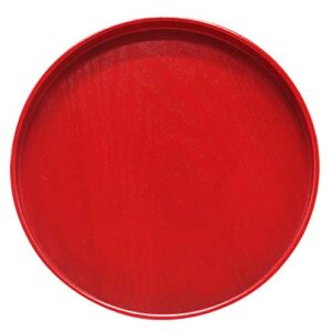 round solid wood serving tray, non-slip tea coffee snack plate food meals serving tray with raised edges for home kitchen restaurant(11.8inch,red )