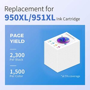 950XL 951XL Combo Pack Compatible Ink Cartridge Replacement for HP 950XL 951XL 950 951 Ink cartridges Combo Pack for Officejet Pro 8600 8610 8100 8615 8620 8625 8630 8640 Printer 4-Pack