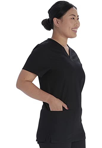 Vital Threads Men and Women Scrubs Set V-Neck Top & Drawstring Pant, VT501C, M, Black