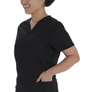 Vital Threads Men and Women Scrubs Set V-Neck Top & Drawstring Pant, VT501C, M, Black