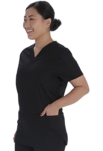 Vital Threads Men and Women Scrubs Set V-Neck Top & Drawstring Pant, VT501C, M, Black