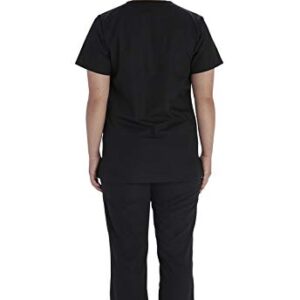 Vital Threads Men and Women Scrubs Set V-Neck Top & Drawstring Pant, VT501C, M, Black