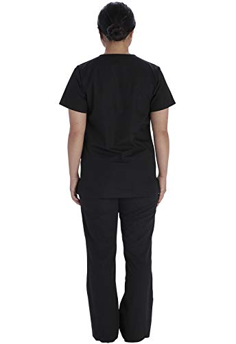 Vital Threads Men and Women Scrubs Set V-Neck Top & Drawstring Pant, VT501C, M, Black