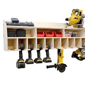 CHOOSE YOUR SIZE: Cordless Drill Organizer with Accessories Workspace, Wall Mounted Cordless Tool Holder, Power Tool Storage, Tool Storage, Garage Tool Storage, Father's Day, Gift (6 Drill Slots)