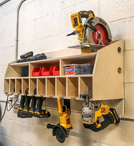 CHOOSE YOUR SIZE: Cordless Drill Organizer with Accessories Workspace, Wall Mounted Cordless Tool Holder, Power Tool Storage, Tool Storage, Garage Tool Storage, Father's Day, Gift (6 Drill Slots)