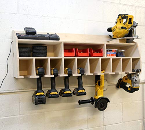 CHOOSE YOUR SIZE: Cordless Drill Organizer with Accessories Workspace, Wall Mounted Cordless Tool Holder, Power Tool Storage, Tool Storage, Garage Tool Storage, Father's Day, Gift (6 Drill Slots)