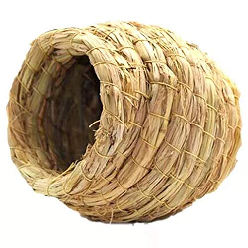 LIANG Straw Bird Nest, Grass Handwoven Bird House for Parakeet Cockatiel Canary Lovebird and Small Parrot, Hand-Woven Grass Hatching Bird Hut for Cold Weather, Natural Breeding Place for Birds