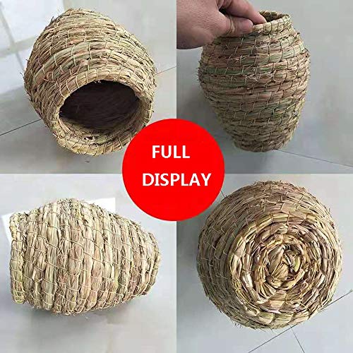 LIANG Straw Bird Nest, Grass Handwoven Bird House for Parakeet Cockatiel Canary Lovebird and Small Parrot, Hand-Woven Grass Hatching Bird Hut for Cold Weather, Natural Breeding Place for Birds