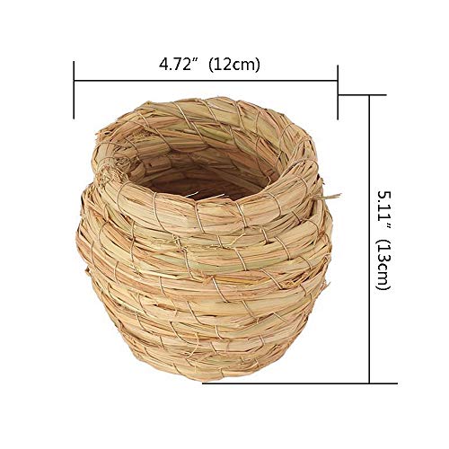 LIANG Straw Bird Nest, Grass Handwoven Bird House for Parakeet Cockatiel Canary Lovebird and Small Parrot, Hand-Woven Grass Hatching Bird Hut for Cold Weather, Natural Breeding Place for Birds