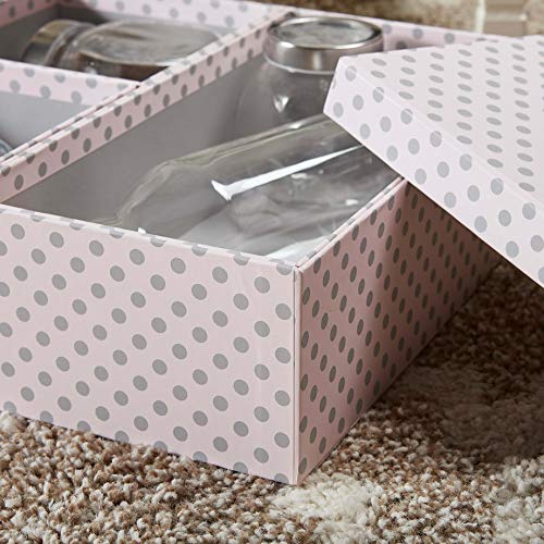 Urban Shop 5 Piece Multi Compartment Drawer Storage Organizer, Blush Polka Dot