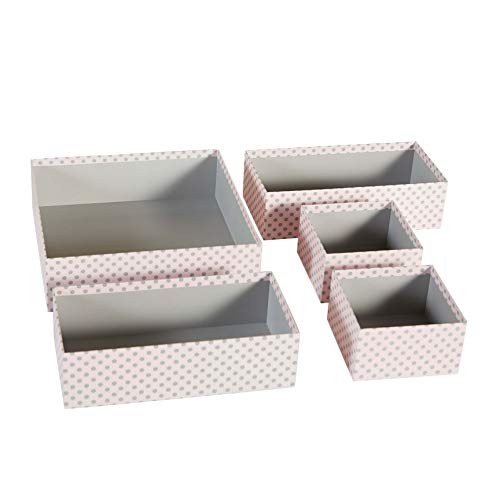 Urban Shop 5 Piece Multi Compartment Drawer Storage Organizer, Blush Polka Dot