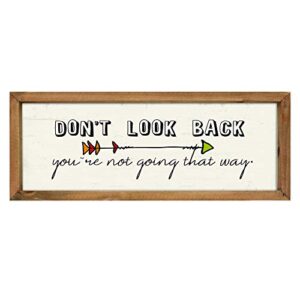 wartter 16.2x6.4 inches family wood framed wall sign with inspirational quotes - don't look back
