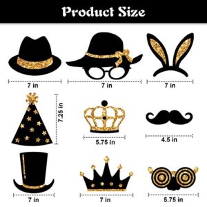 24 Pieces Party Photo Booth Props for Birthday Weddings Graduation Prom New Year Party Supplies Mix of Hats, Lipstick, Tie, Crowns (Golden)