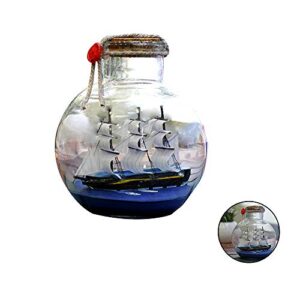 LAMF Drift Bottle Decor, Sailing Boat in Wishing Bottle Glass Cork Bottles, Pirate Ship in a Bottle Kit Handicraft Nautical Home Decorations Gifts Crafts, Large, (20WHEXRNI2047493C)