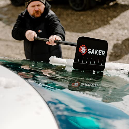 Saker Collapsible Snow Removal & Ice Scraper Kit-Extendable Ice Scraper|Extendable Grip Snow Scraper, Magical Car Windshield Ice Snow Remover Scraper Tool