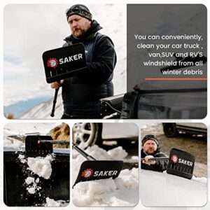 Saker Collapsible Snow Removal & Ice Scraper Kit-Extendable Ice Scraper|Extendable Grip Snow Scraper, Magical Car Windshield Ice Snow Remover Scraper Tool