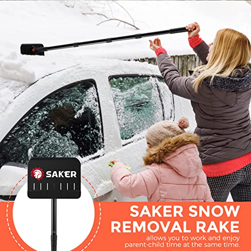 Saker Collapsible Snow Removal & Ice Scraper Kit-Extendable Ice Scraper|Extendable Grip Snow Scraper, Magical Car Windshield Ice Snow Remover Scraper Tool