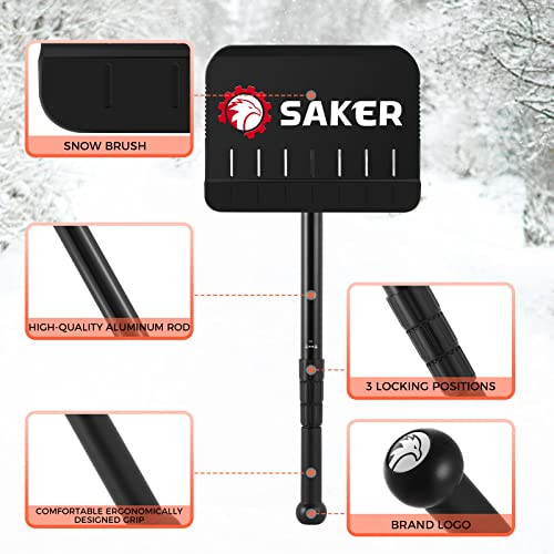 Saker Collapsible Snow Removal & Ice Scraper Kit-Extendable Ice Scraper|Extendable Grip Snow Scraper, Magical Car Windshield Ice Snow Remover Scraper Tool