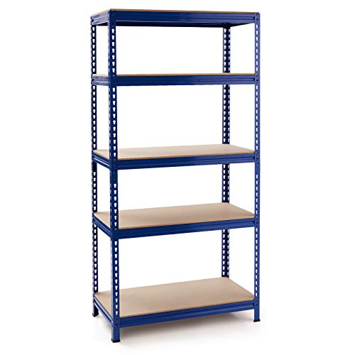 Tangkula 5-Tier Steel Storage Shelves, 73” Heavy Duty Garage Shelf with Adjustable Shelves, Boltless Shelving Unit for Free Combination, Metal Muscle Rack for Home Office Garage (1, Blue)