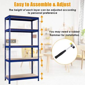 Tangkula 5-Tier Steel Storage Shelves, 73” Heavy Duty Garage Shelf with Adjustable Shelves, Boltless Shelving Unit for Free Combination, Metal Muscle Rack for Home Office Garage (1, Blue)