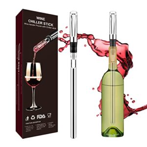 wine chiller wine aerator, 3-in-1 stainless steel iceless wine bottle cooler stick, aerating pourer and decanter spout - perfect wine accessories gifts