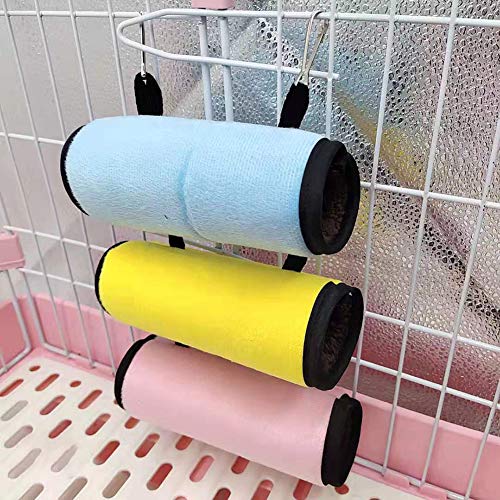 Heave Guinea Pigs Tunnel Tube,Warm Plush Playing Tube Hamster Hammock Small Animals Pet Birds Cage Hanging Bed for Hedgehogs Small Animal Pet Toys Supplies Yellow