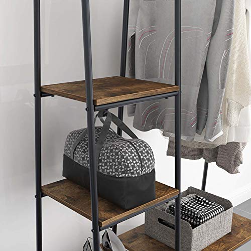 soges Free-Standing Garment Racks Metal Clothing Rack with Storage Shelvels and Hanging Rod Closet Storage Organizer Clothing Rack Black,UT-011