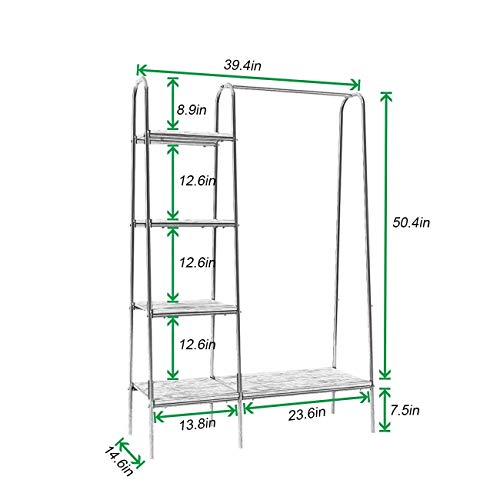 soges Free-Standing Garment Racks Metal Clothing Rack with Storage Shelvels and Hanging Rod Closet Storage Organizer Clothing Rack Black,UT-011